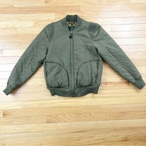 Prana Olive Green Quilted Bomber Jacket Size XS